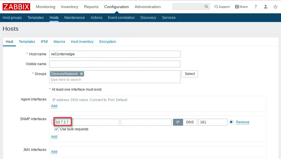 Picture showing how to add Cisco Switch or Router to Zabbix monitoring system  - Step 3