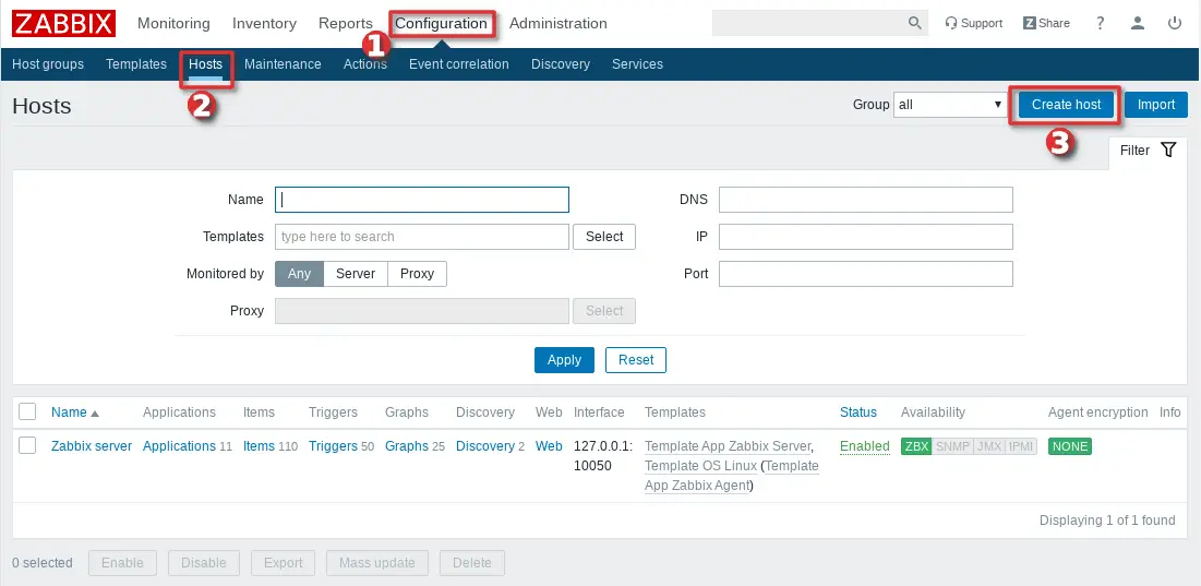 Picture showing how to add Cisco Switch or Router to Zabbix monitoring system  - Step 1