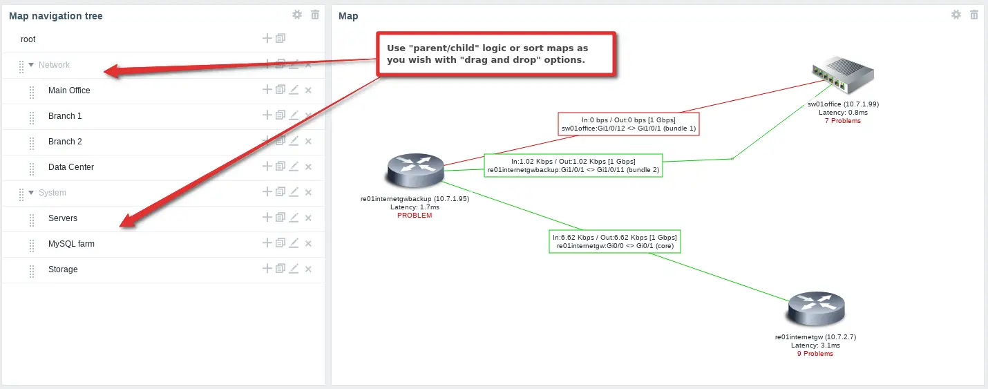 Picture showing how to configure a Zabbix map navigation tree widget - Step 5