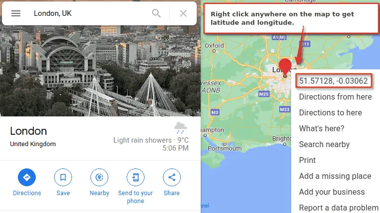 How to find out latitude and longitude using Google maps
