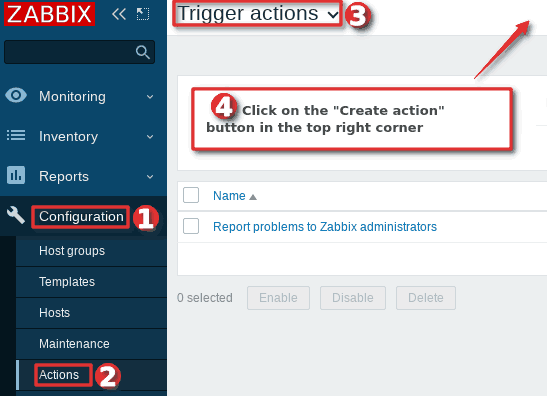 How to configure trigger action - Step 1