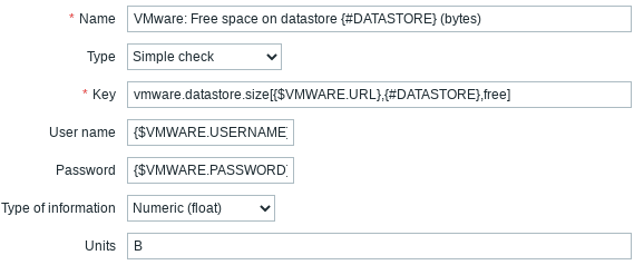 vmware datastore item free space in bytes