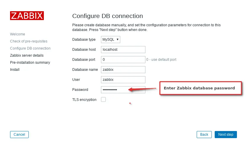 3. Installation step: Configure DB connection